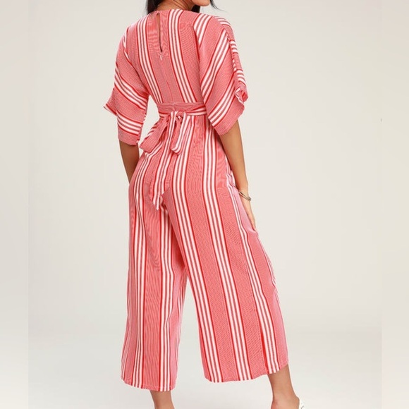 Lulu's Red and White Jumpsuit - Picture 4 of 17